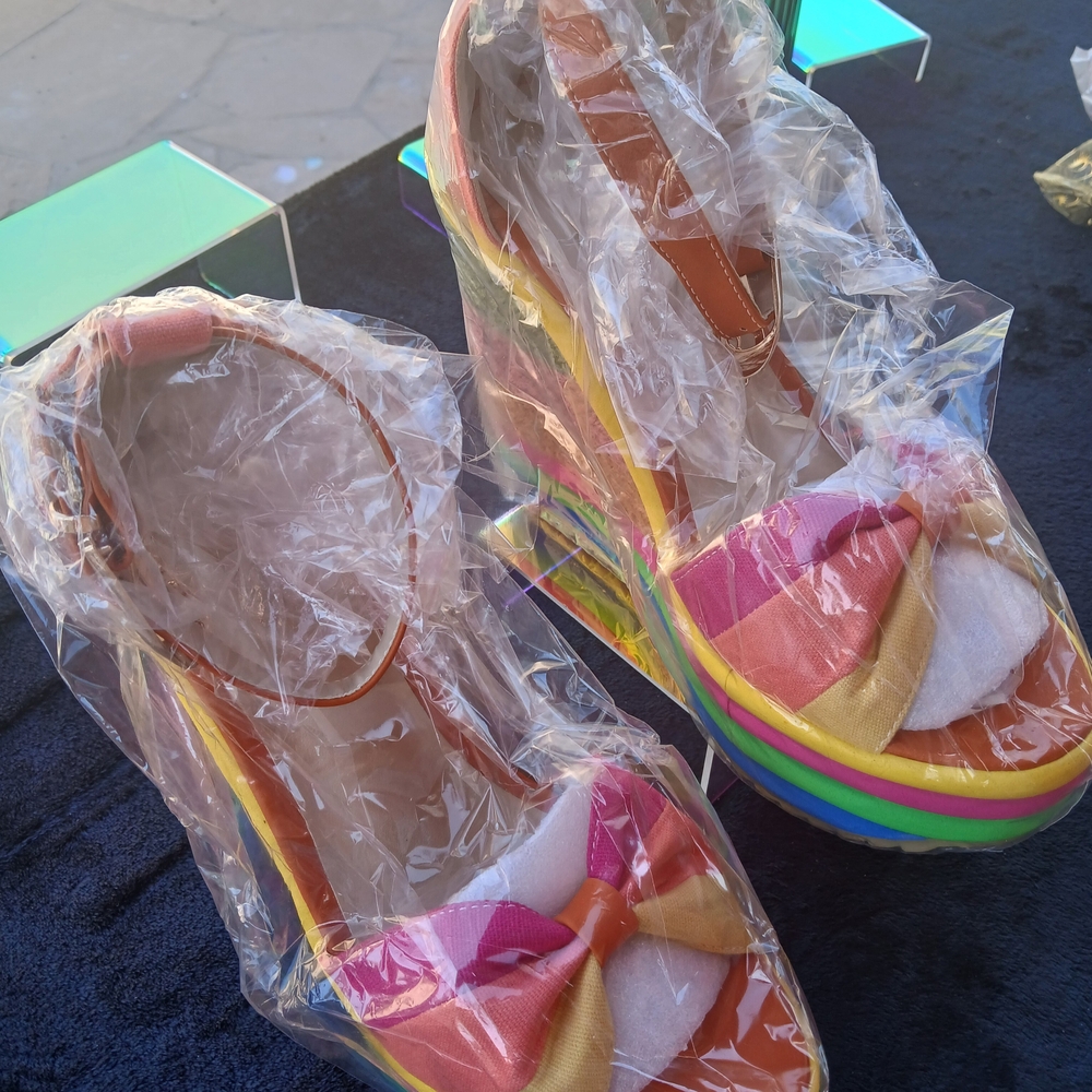 Beautiful Rainbow Platform Shoes - Perfect For Summer